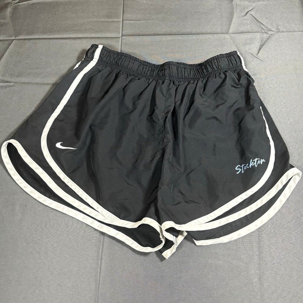 Nike Dri-FIT Women's Athletic Running Shorts Black White Trim Logo Size M